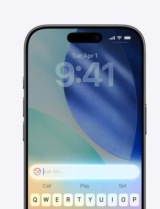 Écran d’iPhone affichant la fonctionnalité Demander à Siri en cours d’utilisation