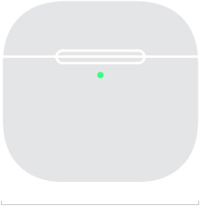 Illustratsioon AirPods&nbsp;4 laadimiskarbist, mille esipaneeli laius on 50,1 mm.