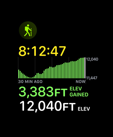 Overzicht Wandelwork-out, meetgegevens: tijd, hoogtemeters