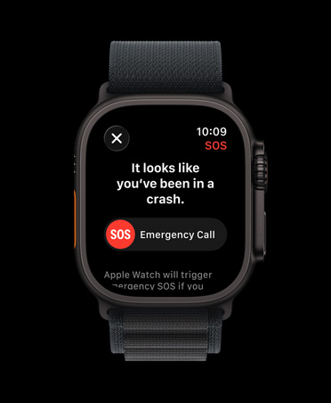 Apple Watch Ultra 3, kleur zwart, kast van titanium, melding Ongelukdetectie, optie voor noodoproep, Alpine-bandje, kleur zwart