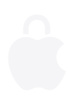 An Apple logo in the shape of a lock, the lock mechanism is in a locked position to highlight privacy protection